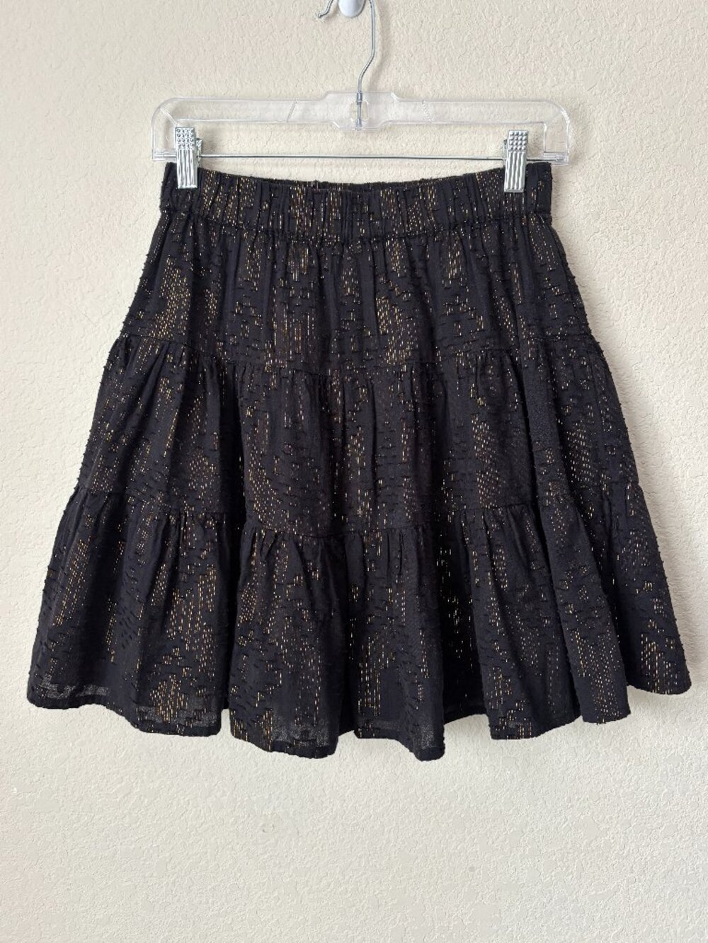 Roller Rabbit Boho Ashton Lurex Tiered Metallic Mini Skirt
